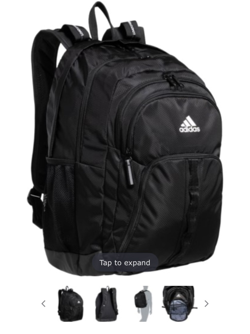 adidas Prime 6 Backpack - Black-Silver Padded Laptop Sleeve